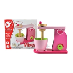 Mixermaskine i træ m/4 dele - pink